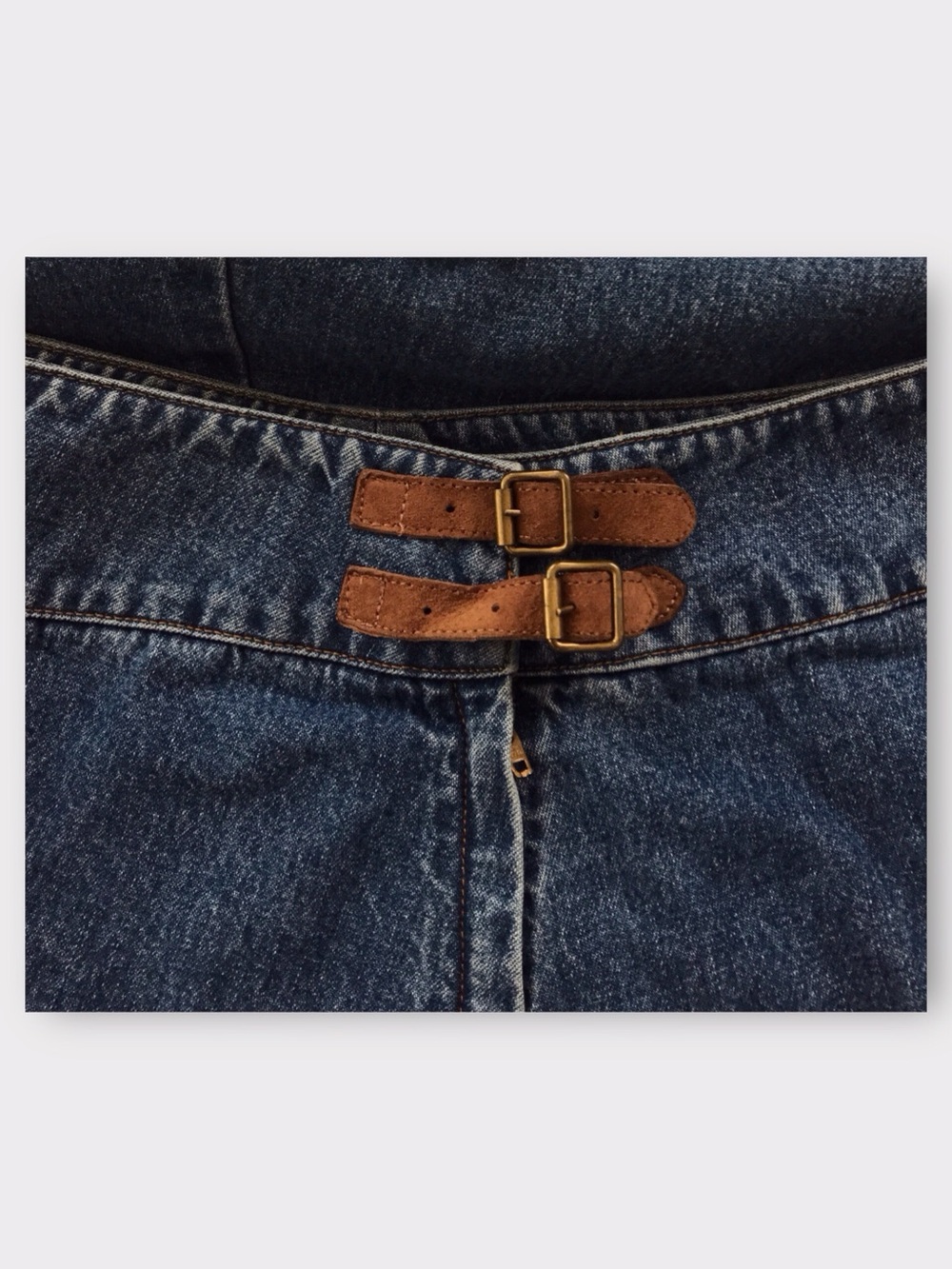 Vintage Ralph Lauren Denim A-Line Maxi Skirt Leather Buckle Side Detail Cotton - Picture 4 of 7